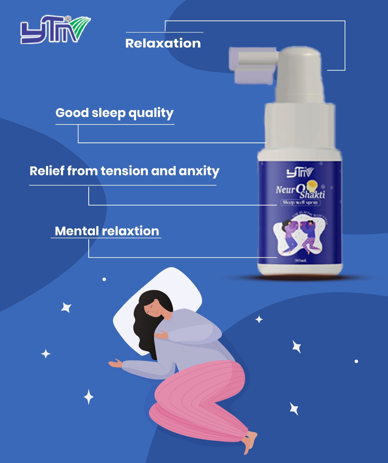 Neuro Shakti ayurvedic melatonin sleep well spray promotes good sleep relaxation 30 ml